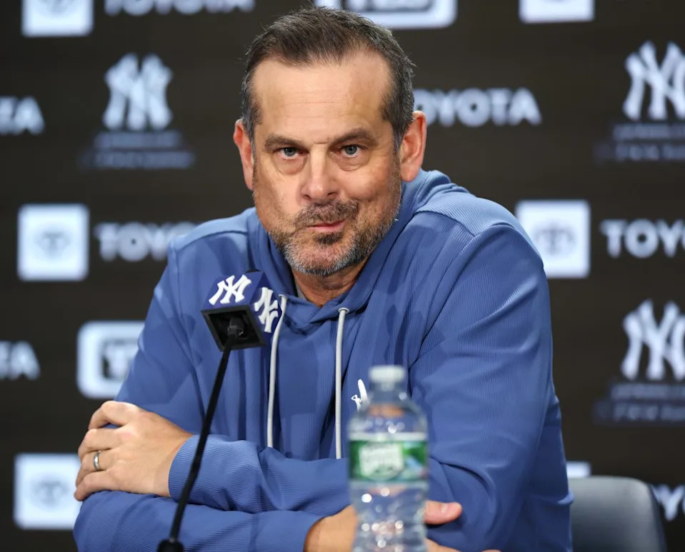 Yankees manager Aaron Boone during a press conference at Yankee Stadium on Oct. 16, 2025. Charles Wenzelberg / New York Post Yankees manager Aaron Boone during a press conference at Yankee Stadium on Oct. 16, 2025. Charles Wenzelberg / New York Post